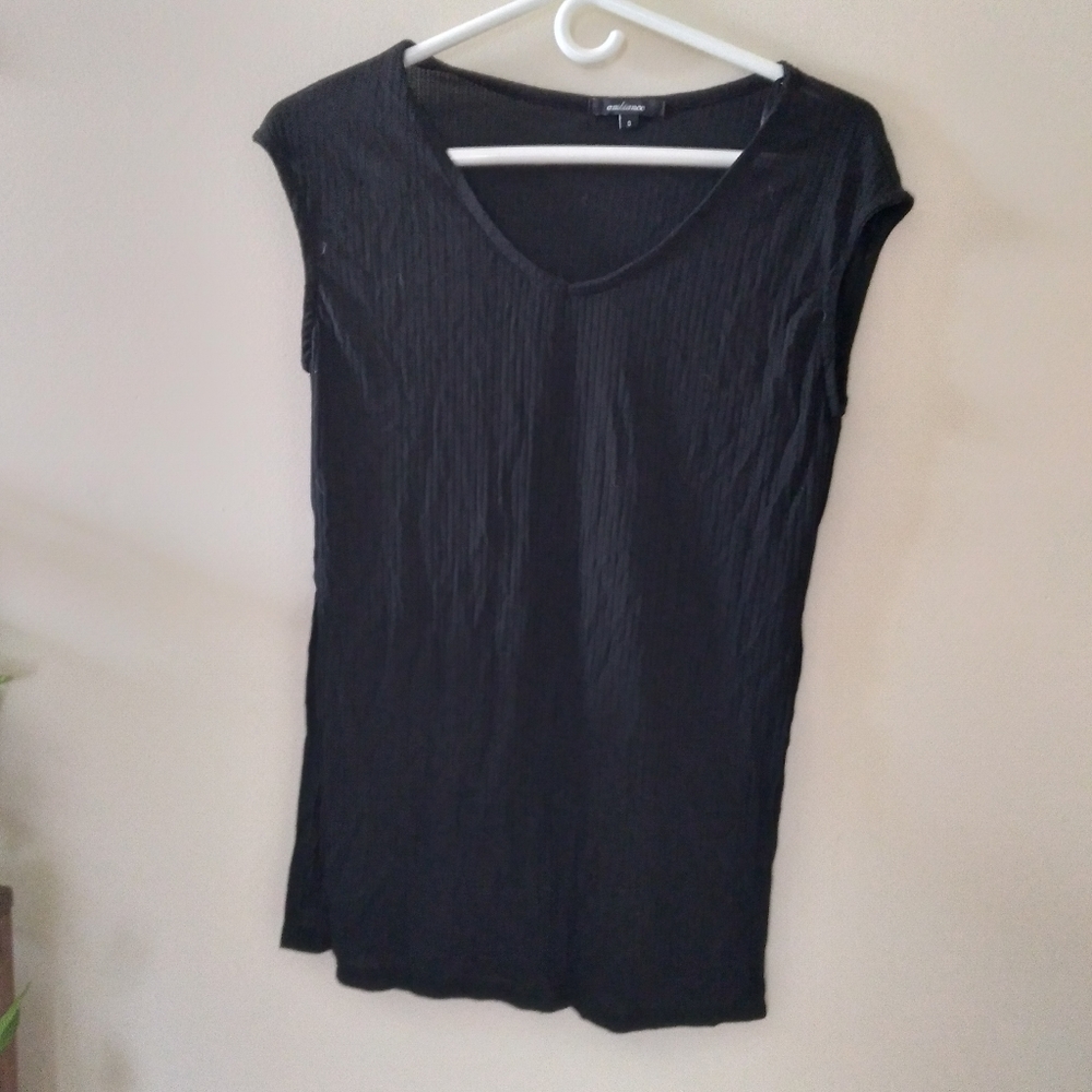Ambiance black shoulder cap tshirt with slits